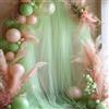 Rouhuhura 0,75 x 8 m Drappeggio per Arco Nuziale, tulle trasparente Decorazioni Tenda per matrimonio cerimonie fotografia feste Compleanno, Nubilato, Anniversario, Decorazione (Verde Chiaro, 0,75 x 8 m)