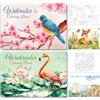 Elfew 2 Pezzi Libri da Colorare ad Acquerello per Adulti, A5 Acquerelli | 30 Animali e Paesaggi, 200GMS Carta Acquerello, Album da Colorare per Adulti, Lavoro ad Acquerello, Acquerelli Professionali