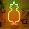 JEMESI Luce al neon ananas, luce notturna LED ananas, USB/batteria, luci al neon con base per camera da letto, luci notturne per camera, festa, matrimonio, compleanno