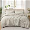 Tifschlaf Set copripiumino super king size, con 2 federe, in microfibra spazzolata ultra morbida, con chiusura lampo, colore: beige crema (260 x 220 cm)