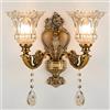 WayLuoung Lampada Da Parete Floreale Vintage 2 Testa Paralume In Vetro Cristallo Applique Parete Lampada Parete In Metallo Con Decorazione Color Bronzo Dorato Retrò Comodino (Base E14 Senza Lampadina)