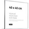 JUNOMI® Cornice portafoto 40 x 40 cm, alluminio argento lucido elegante - profilo slim, vetro acrilico antiurto, appendiatura orizzontale e verticale