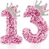 Zi Lan 13 Candele di Compleanno per Ragazze, Corona Rosa Numero 13, Cake Topper Decorazioni per Donne, Festa di Matrimonio, Anniversario, Forniture per Feste