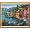 OWN4B Kit per punto croce stampato con motivo colorato House by The Water da 11 ct, 66 x 55,9 cm, kit per ricamo fai da te