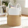 NXPZ Cesto portabiancheria intrecciato, 50 x 37 cm Cesto Biancheria Sporca con Manici, Portabiancheria Grande, Cesto Pieghevole, Adatto per Lavanderia Bambini Bagno Giocattoli Coperte