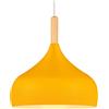 iDEGU Lampadario a Sospensione Retrò 24cm Lampada a Soffitto in Legna Metallo Moderna LED Lampada a Sospensione Stile Scandinavo Plafoniera per Soggiorno Sala da Pranzo Camera da Letto (Giallo)