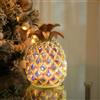 hvfun Lampada a LED a forma di ananas in vetro iridescente, alimentata a batteria, con modalità fissa e scintillante, timer di 6 ore, ideale per decorazioni tropicali e regali