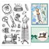 GLOBLELAND Vintage Cucito Timbri trasparenti per il fai da te Scrapbooking Decor Saluti Gonne Modelli francesi Forbici in silicone trasparente Francobolli per fare le carte Album di foto Decorazione