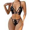 FFWTPY Lingerie Donna Pizzo Set Triangolo Bralette Ricamato Floreale Completo Intimo Abbigliamento Notte Elegante Trasparente Strappy Design Decorazione Fiori