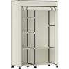 HOMCOM Armadio con appendiabiti e ripiani aperti, mobile contenitore 6 ruote, 103x43x162,5 cm, crema | Aosom Italy