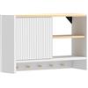 HOMCOM Mobile contenitore da parete per bagno con anta, ripiani aperti e 5 ganci, 60x20x40 cm, Bianco | Aosom Italy