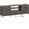HOMCOM Mobile TV con stazione di ricarica, ripiani aperti e 5 cassetti in tessuto, 140x30x50 cm, marrone | Aosom Italy