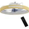 HOMCOM Ventilatore da Soffitto con Luce LED a 3 Colori e Telecomando, 6 Velocità e timer, 49x49x12.5 cm, legno naturale | Aosom Italy