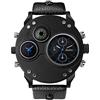 JewelryWe Orologio da Polso Grande Punky Militare Sport per Uomo, Bussola,Dual Time, Cinturino in Pelle Retro Vintage Gotico Quadrantini