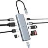 BIGBIG WON Hub USB C, 10 porte, docking station USB C, doppio monitor, laptop, adattatore USB C (Gigabit Ethernet, 4 K, HDMI, USB 3.0, PD 100 W, 3,5 mm MIC, lettore SD/TF) per MacBook Pro/Air, HP, Lenovo, Dell