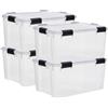 Iris Ohyama, Scatole Portaoggetti Ermetiche in Plastica, 50L, Set di 4, Trasparente, Coperchio Impermeabile, con Chiusura, Impilabile, Per Esterni, Garage, Vestiti, Antipolvere, Senza BPA, DDAT-L