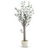 MAIA SHOP Mandorlo artificiale 150 cm, pianta finta da interno con tronco naturale, albero decorativo realistico per casa ufficio hotel