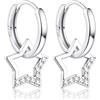 JeweBella Orecchini Bambini Donna Argento 925 Zirconi Colorati Orecchini a Cerchio Piccoli con Ciondolo a Stella Carini Goccia Orecchini Stella per Ragazze
