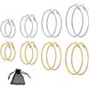 SwirlColor Orecchini a Cerchio Grande Elegante Regalo Personalizzato 30mm, 40mm, 50mm, 60mm per Donna (Argento, Oro)