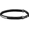 Maserati Jewels Bracciale Uomo in Acciaio,pelle riciclata,IP nero - JM222AVE02