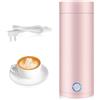 Riisoyu Bollitore Elettrico Portatile, 400 ML Bollitore da Viaggio Mini Thermos 3 in 1 Bollitore da Viaggio con Funzione Spegnimento Automatico Bollitore Elettrico Viaggio per Caffè, Latte, Rosa