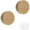 MOROBOR Pomello rotondo in legno di faggio, 2 pomelli autoadesivi per armadietti, maniglie in legno naturale, per cassetti, armadi, comò