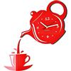 FLEXISTYLE Moderno Orologio da Parete per la Cucina, Tazza e teiera, Rosso, 45 cm x 45 cm, 3D, Silenzioso, Made in EU