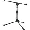 GATOR FRAMEWORKS - Supporto per microfono con base a treppiede corta, sistema di bloccaggio a rotazione con impugnatura soft grip, asta a braccio e adattatori inclusi (GFW-MIC-2621)