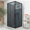 Parama Box doccia nero opaco 3 lati 80x100x80 cm con doppio scorrevole h190 cm e vetro fumè 6 mm | Tremiti