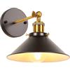 iDEGU Lampade da Parete Industriale Vintage Applique da Parete Retrò in Stile Edison in Metallo E27 Regolabile Plafoniere Applique Interno per Cucina Soggiorno Camera da Letto, 22cm (1x, Nero+Bianco)