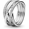 PANDORA Timeless Anello con linee lucide e brillanti in argento con zirconia cubica, 50