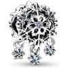 PANDORA Ciondolo in argento Sterling Moments con fiocco di neve ghiacciato con cristallo blu acqua sbiancato e cristallo blu ghiaccio