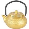 Weikeya Mini Teiera in Ghisa da 50 ml con Fondo Piatto, Antiscivolo Teiera, Teiera con Manico(Dorata),teiera