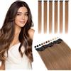 Elailite Extension Capelli Veri Clip Remy Human Hair Naturali Set da 6 Ciocche Singole con Silk Lace 50cm 44gr per Volume/Mèches (#6 Castano)