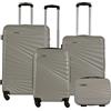 WELL HOME MOBILIARIO & DECORACIÓN Set di 4 valigie Cabina 56 cm/M 66 cm/Grande 76 cm/Beauty case 23 cm in argento nudo metallizzato, Argento Nudo, Set di valigie rigide