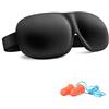 Trilancer Mascherina per Dormire per Donna e Uomo, Trilancer Mascherina per Occhi, Maschera da Notte 3D con Tappi per le Orecchie(Nero)