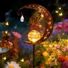YeahBoom Lampada Solare da Giardino da Esterno Fata dei Fiori,Luci Decorative per Esterni con Sfera di Vetro a Led Luce,Lampada Solare Lunare,per Balcone,Prato,Patio o Cortile