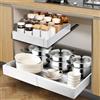 ICARE Cassetto Estraibile Cucina, Larghezza Regolabile 32-52 cm, Acciaio al Carbonio di alta Qualità, Organizer Cucina (Bianco)