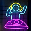 Anywin Insegna al neon per decorazione da parete. DJ Player Neon Signs USB Led Lights con dimmerabile per decorazione bar, camera da letto, camera. Rosa, Blu, Giallo. 30.23 cm x 32.80 cm