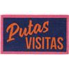 Fisura - Zerbino ingresso casa "P*tas visitas" in fibra di cocco con base antiscivolo in PVC, tappeto da ingresso divertente blu e arancione, dipinto a mano, 70 x 40 cm