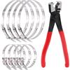 Swpeet 9 pinze multiuso resistenti con pinza per tubo flessibile in acciaio inox piccolo e grande, kit di morsetti per bagagliaio CV a crimpare pinza per collare
