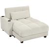 HOMCOM Poltrona letto con cuscino e porta-bicchiere, in schiuma, Bianco crema | Aosom Italy