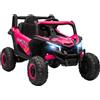 AIYAPLAY Macchina Elettrica per Bambini UTV 12V con Cintura, Telecomando, Sospensioni, USB, 3-7 km/h, 3-5 Anni, Rosa | Aosom Italy