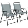 Outsunny Sedie Pieghevoli da Giardino, Set di 2 Sedie da Campeggio con Seduta in Rete Grigio. | Aosom Italy