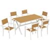 Outsunny Set Pranzo Esterni 7 Pezzi, Tavolo Sedie Impilabili Telaio Alluminio, Teak | Aosom Italy