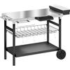 Outsunny Carrello Barbecue da Esterno con Piano in Acciaio Inossidabile, Porta Spezie, Ganci e Maniglia Laterale, Nero | Aosom Italy