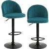 HOMCOM Set di 2 Sgabelli da Bar, Sgabelli Moderni Girevoli con Poggiapiedi, Blu | Aosom Italy