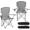 Outsunny Set di 2 Sedie da Campeggio con Schienale Alto in Metallo e Tessuto Oxford, Grigio | Aosom Italy