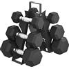 SPORTNOW Set di Manubri Palestra con Supporto in Metallo con Impugnatura Antiscivolo, 2x2kg, 2x5kg, 2x8kg, Nero | Aosom Italy