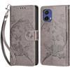 KENHONER Cover Compatibile con Motorola Moto G85 5G, Premium Pelle PU Portafoglio Flip Libro Custodia per Moto G85 [Protezione Completa] - Grigio Farfalla